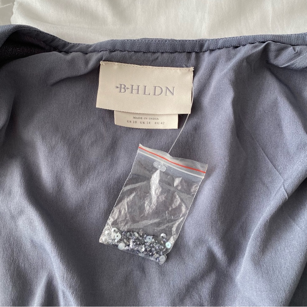 BHLDN Plymouth Grey Beaded Maxi Wrap Dress - Picture 7 of 10